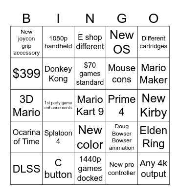 Switch 2 direct Bingo Card