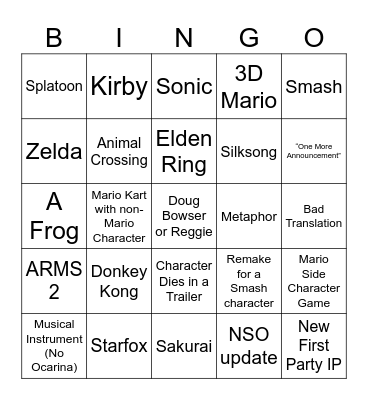 Switch 2 Direct Bingo Card