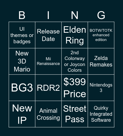 Self Indulgent Direct Bingo Card
