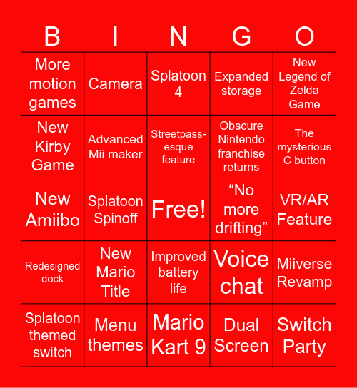 Switch 2 Direct Bingo Card