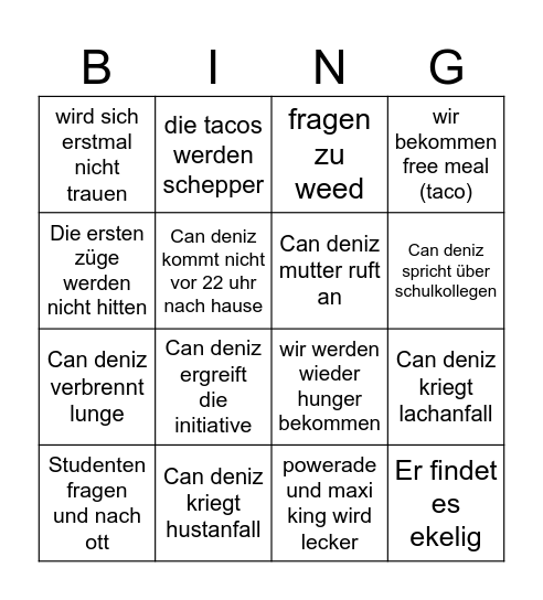Donnerstag Bingo Card