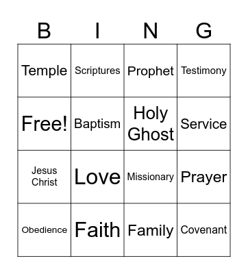General Conference Bingo Card