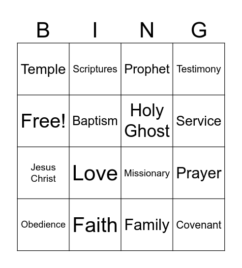 General Conference Bingo Card