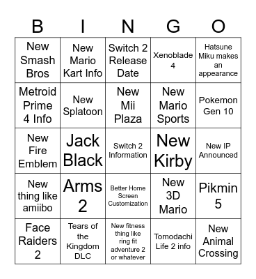 Switch 2 Direct Mama Bingo Card