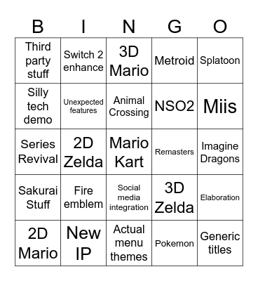 Switch 2 Direct BINGO Card