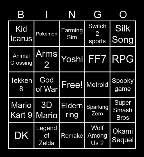 Switch 2 DIRECT Bingo Card