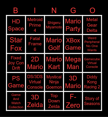 Switch 2 Bingo Card