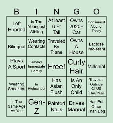 Find The Guest! Bingo Card