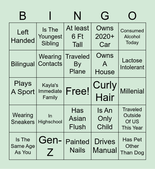 Find The Guest! Bingo Card
