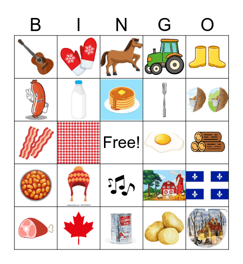 cabane à sucre Bingo Card