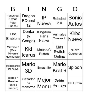 Bingo Fumado del Nintiendo Direct Switch 2 (Más Switch Que Nunca) Bingo Card