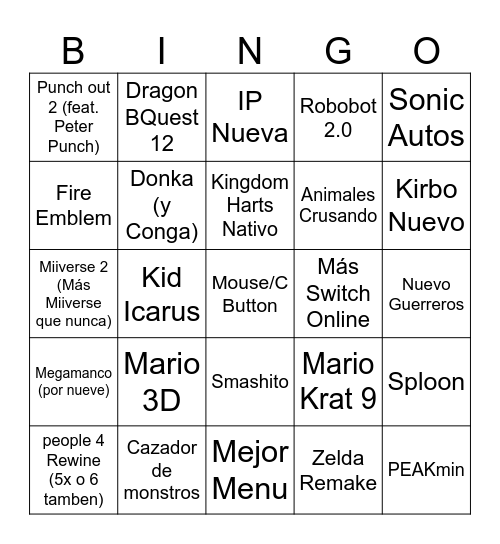 Bingo Fumado del Nintiendo Direct Switch 2 (Más Switch Que Nunca) Bingo Card