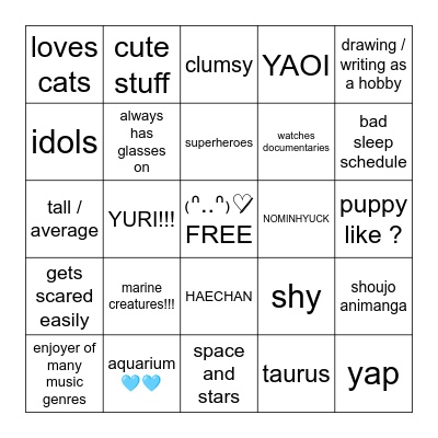 star's bingo! ٩(๑> ₃ < )۶♥ Bingo Card