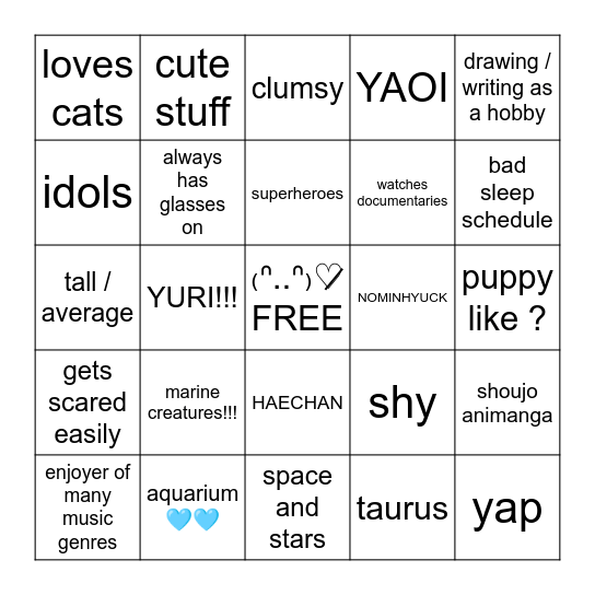 star's bingo! ٩(๑> ₃ < )۶♥ Bingo Card