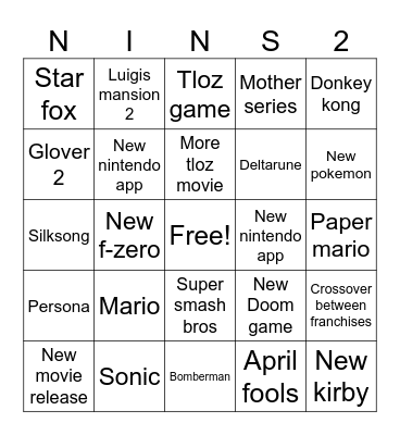 Ns2d Bingo Card