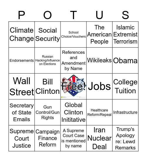 10/9 Presidential Town Hall Debate #1 Bingo Card