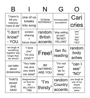 CARINA • REXADE CALL Bingo Card