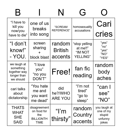 CARINA • REXADE CALL Bingo Card