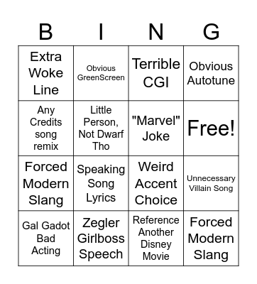 Snow White Movie Bingo Card