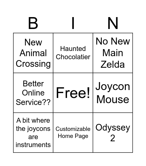 Untitled Bingo Card