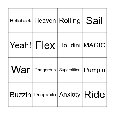 One Word, Big Beat! Bingo Card