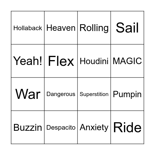 One Word, Big Beat! Bingo Card