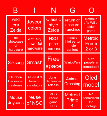 NS2 Direct Bingo Card