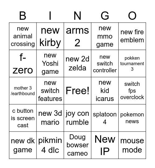 switch 2 direct bingo card Bingo Card