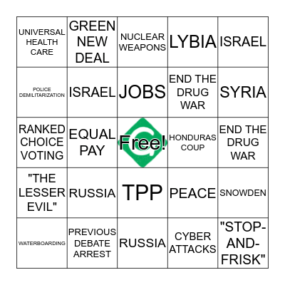 Debate Bingo 10/9/2016 Bingo Card
