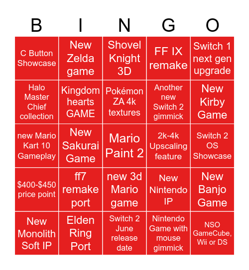 Untitled Bingo Card
