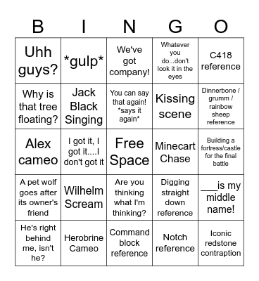 Minecraft Bingo Card