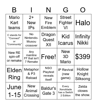 Switch 2 Direct (4/2/25) Bingo Card