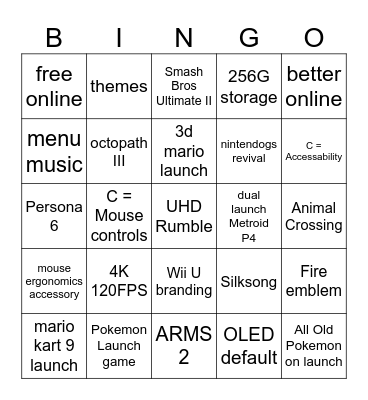 Switch 2 Direct Bingo Card