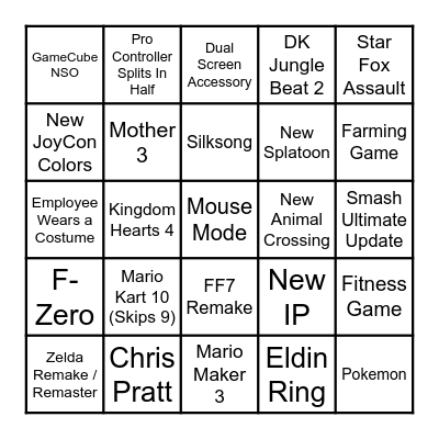 Switch 2 Direct Bingo Card