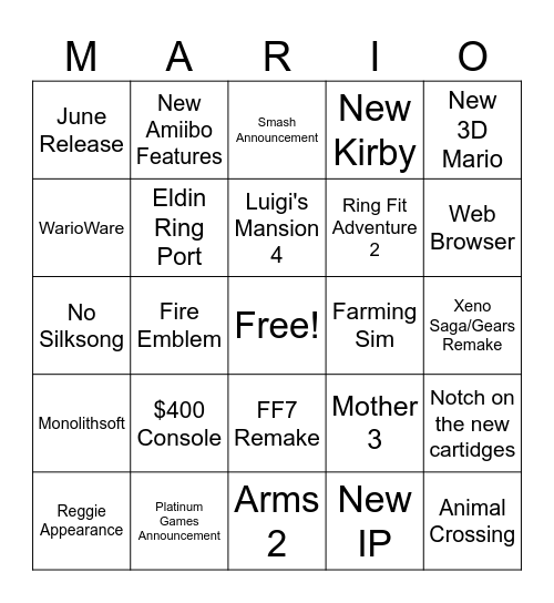 Switch 2 Direct Bingo Card