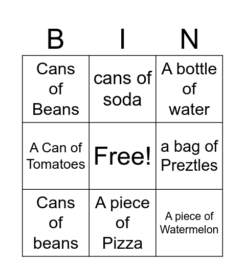 First Bingo Card