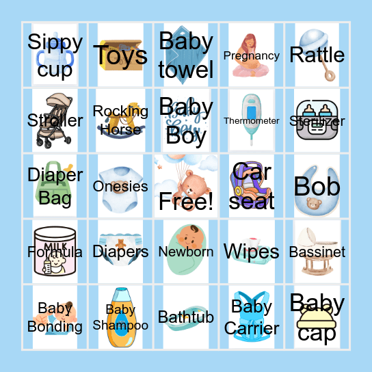 Baby Shower Bongo Bingo Card