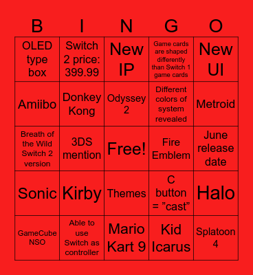 Switch 2 Direct Bingo Card