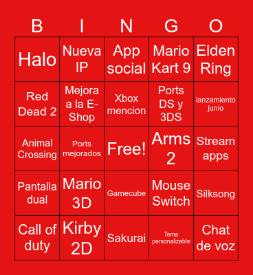 SWITCH 2 BINGO Card
