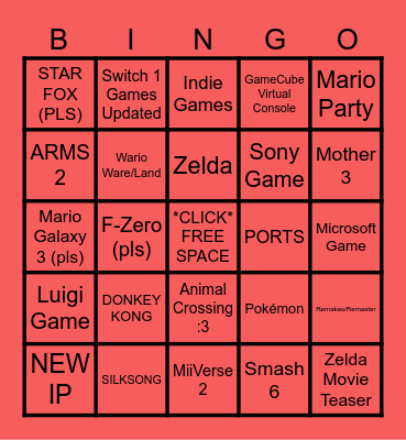 Switch 2 Direct Bingo Card