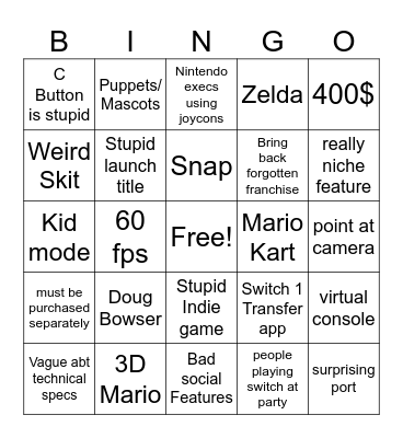 Switch 2 Bingo Card