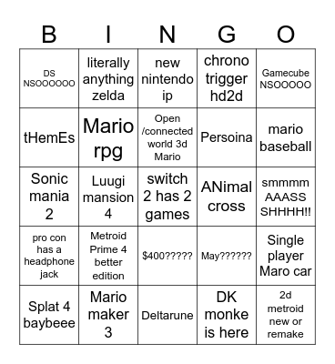 Switch 2 BiNgO Card