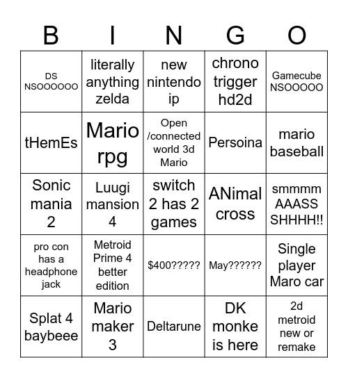 Switch 2 BiNgO Card