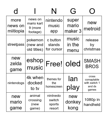 switch 2 direct Bingo Card