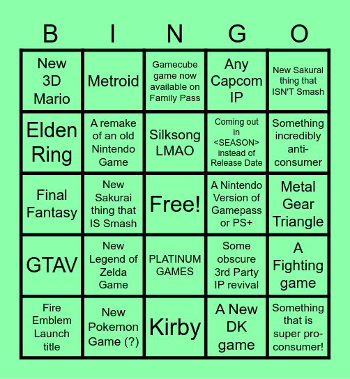 Ed's Switch 2 Reveal Bingo Card Bingo Card