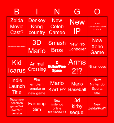 Switch 2 Direct Bingo Sheet :p Bingo Card