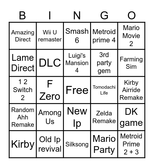 Switch direct Bingo Card