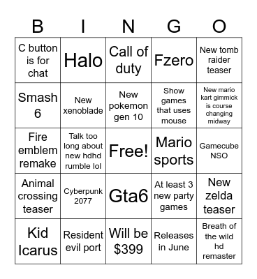 Switch 2 Present Bingo Card