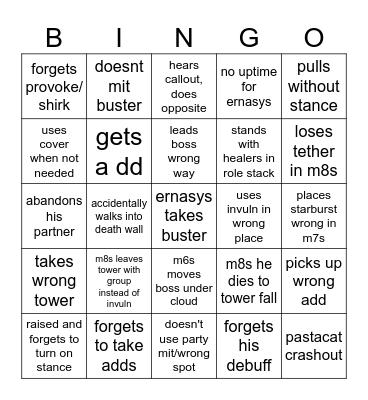 car bingo Card