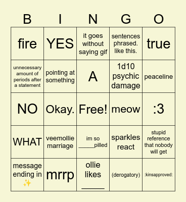 ollie bingo 2 Bingo Card